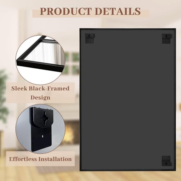 Bimno 30 x 40 Inch Farmhouse Window Pane Mirror - Picture 7 of 7